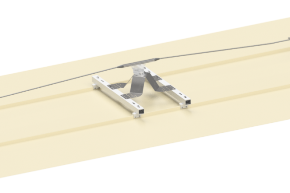 Linha de vida sobre bases dissipadoras para coberturas de juntas  alçadas